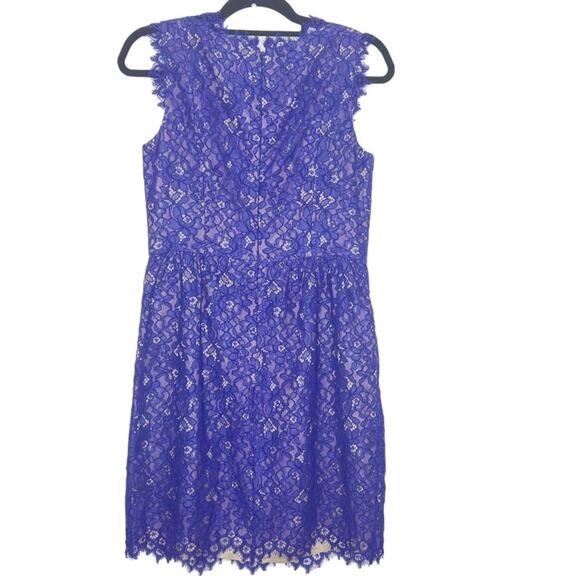 Anthropologie Shoshanna Sierra Lace Dress Size 8 Violet Sleeveless V Neck - Picture 4 of 6